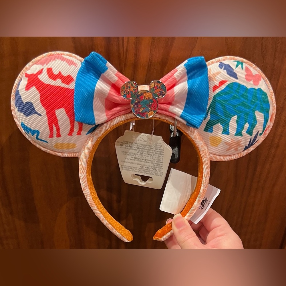 Disney Parks Animal Kingdom Print Minnie Mouse Ears Headband Bow NEW